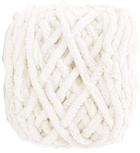 Chunky Yarn Knitting Thick Yarn Soft Colorful Braid Line Single Thick Ice Strip Yarn Floss for Weave Blanket Slipper(Milky White)