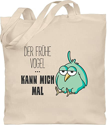 Shirtracer Baumwolltasche - Sprüche Statement - Der frühe Vogel kann mich mal - Unisize - Naturweiß - mit aufschrift vögel beutel statements tiere stoffbeutel sprüchen morgenmuffel tasche fühe