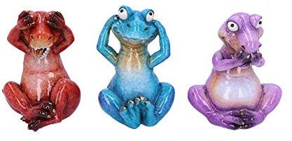 Nemesis Now See, Hear, Speak Figurines Figur Tyrannosaurus Rex No Evil, Polyresin, Rot, Blau und Violett, Einheitsgröße
