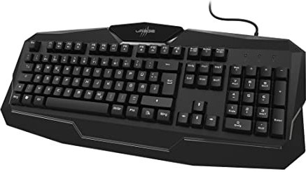 uRage Exodus Gaming-Tastatur 100 Zoll (25,4 cm) (Gaming-Tastatur, leise, Anti-Ghosting, Win-Lock, kabelgebunden, AZERTY, integrierte Handgelenkstütze, 12 Tasten Multimedia-Funktionen) Schwarz