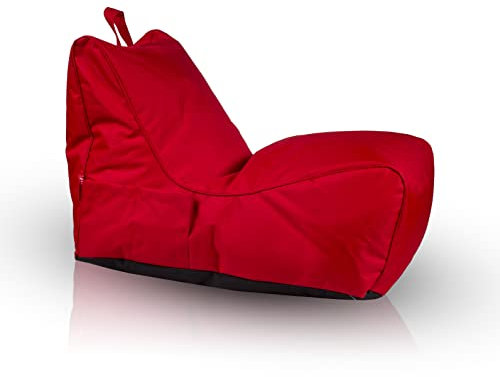 Ecopuf Sitzsack Flavio für Indoor & Outdoor – wasserabweisend – Sitzsack Sessel mit Füllung, Seitentasche und Tragegriff – aus robustem Polyester – Farbe: Rot, Sitzbreite: 60 cm, Rückenlehne: 60 cm