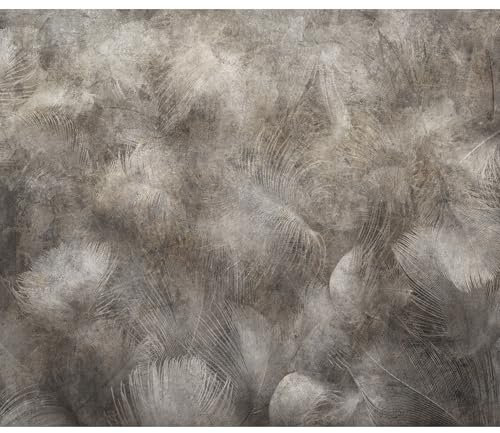 decomonkey Fototapete Feder 400x280 cm Tapete Fototapeten Vlies Tapeten Vliestapete Wandtapete moderne Wand Wandbild Schlafzimmer Wohnzimmer Abstrakt Steinwand