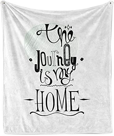 ABAKUHAUS Sprichwort Weiche Kuscheldecke Sofadecke, Grunge Journey ist My Home, Gemütlicher Plüsch für den Innen- und Außenbereich, 175 x 230 cm, Koksgraue Mint Green
