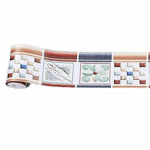 Frise de Papier Peint Autocollante, Frise Autocollante Murale Déco, Couleur Rétro, Motif Écossais, pour Salle de Bain, Salon, Cuisine 10 x 500 cm