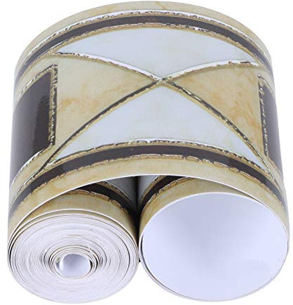 PVC Selbstklebende Tapete, Border Trim Wall Art Sticker Klebstoff Schälen und Kleben Wasserdichte Wandbordüre für Wohnkultur Badezimmer Küche