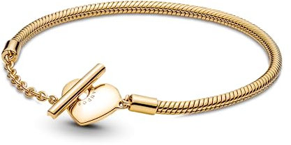 PANDORA SHINE Armband Moments Gravierbares Herz T-Verschluss, 14k gelbvergoldet 569285C00 21 cm