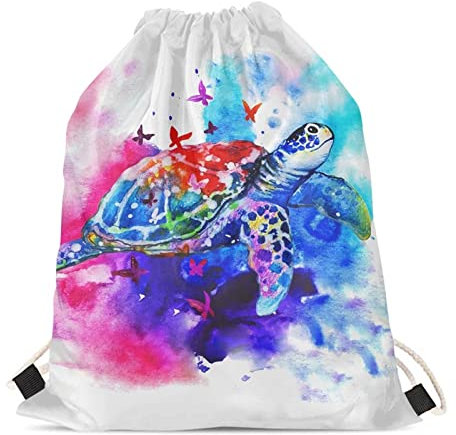 Showudesigns Kinder-Rucksack mit Kordelzug, Dinosaurier-Print, Bunte Meeresschildkröte, Einheitsgröße, Tier