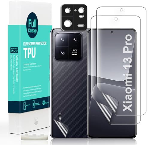 Ibywind 2 Stück Schutzfolie für Xiaomi 13 Pro 5G 6,73(Nicht für das Xiaomi 13/13T/13T Pro/13 Lite/13 Ultra),TPU-Folie,mit 1 Stück Metall-Kameraschutz,1 Stück Rückseitenfolie,Blasenfreie Klar HD