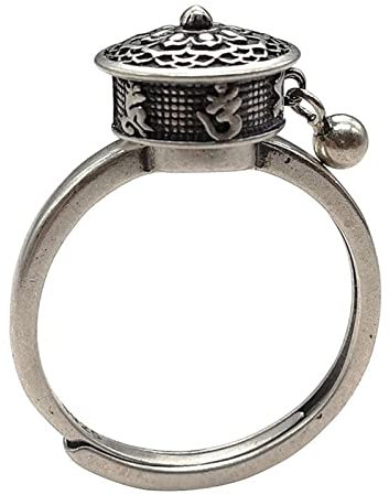 Verstellbare Ringe Damen, Ring Schmuck Silber Einfach Rotor Mantra 925 Silber Lustige Geschenke für Frauen