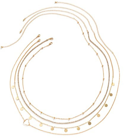 Fezf Catene di Vita d'oro, 4 Catene di Pancia a Strati, Catene di vita Lucide, Catene di Bikini, Gioielli per il Corpo per le Donne, Catene di Pancia