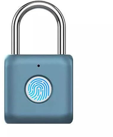 Fingerabdruckschloss,Intelligentes Fingerabdruckschloss IPX22 Wasserdichtes Smart Lock Fingerabdruck, Geeignet für Tür, Koffer, Rucksack, Fitnessstudio,Fahrrad,Blau