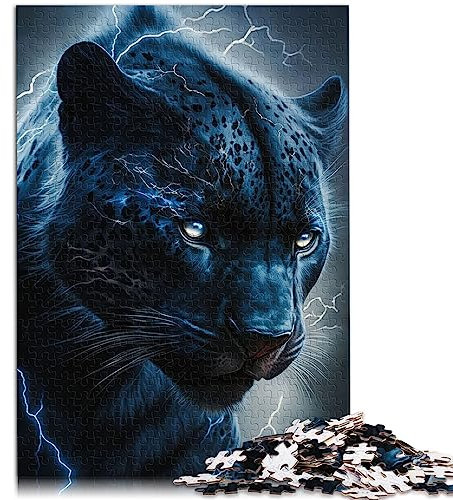 Puzzles für Erwachsene Black Panther with Flashes Papppuzzles 1000 teiliges Puzzle für Erwachsene Geschenke Schwierig und herausfordernd 10,27 x 20,47/26 * 38cm.