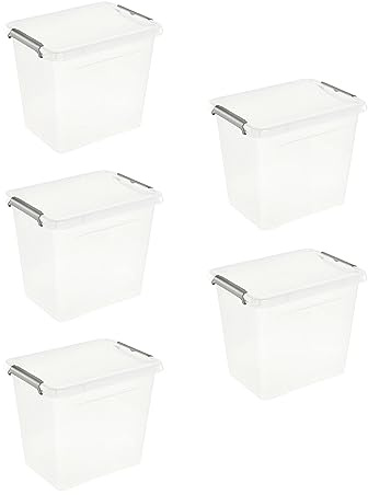 keeeper Aufbewahrungs-/Clipbox Lara, 5-teiliges Set, 5 x 3 l, Modular stapelbar, Clipdeckel zum Verschließen, Transparent