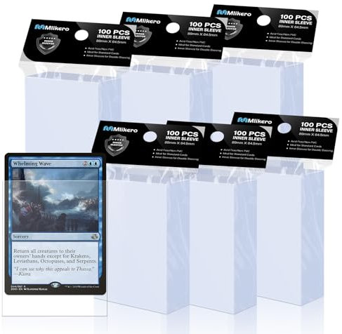 Mlikero 600 Stück Kartenhüllen, perfekte Passform, Innenhüllen ideal für Doppelhülle, Sammelkartenhülle kompatibel mit MTG, TCG, Baseball, Fußballkarten., Transparent