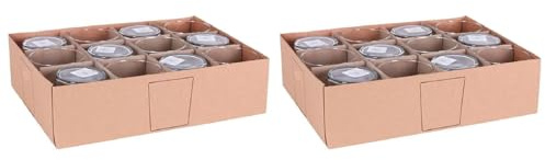 ACAN Tradineur - Pack de 2 Caja de 12 vasos Modelo Pinta - Capacidad de 355 ML - Fabricado en Vidrio Resistente - Apto para lavavajillas - Tamaño aprox: diámetro 8,3 x 8,8 cm - 24 Uds Total