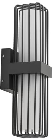 Lucande Wandleuchte außen Chandan (spritzwassergeschützt (Modern) in Schwarz aus Aluminium (2 flammig, E27) - Außenwandleuchten Wandlampe Led Außenlampe Outdoor für Außenwand/Hauswand