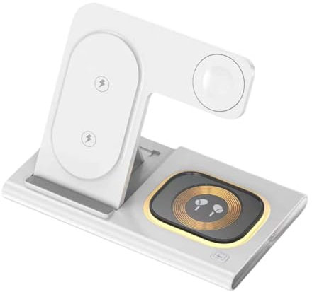 Davidex 3 in 1 Caricatore Wireless per i_phone 11/12/13/14/XS/X/8 serie, smart Watch Ultra/8/7/6/SE/5/4/3/2 casa/viaggio/ufficio ricarica wireless air_pods (Bianco)