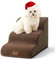 COZY KISS Hundetreppe für Kleine Hunde 40cm, Haustiertreppe für Couch aus Hochdichtem Schwamm, Hunde Treppe Hunderampe mit Waschbarem Bezug und Rutschfestem Boden, 40x57x40cm, 3 Stufen, Braun