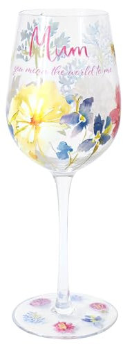 Lesser & Pavey Mum You Mean The World to Me Wine Glasses | Wine Glass for Both Red & White Wine | Mums Wine Glass Gift for Mothers Day or Birthday