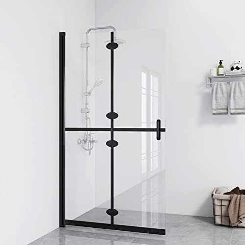 BAZZI Duschtür Walk in Duschwand Faltbare Begehbare Duschwand Falttür Dusche Duschtrennwand ESG-Glas-Transparent-110 x 190 cm