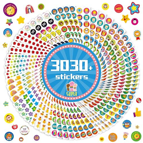 3030+ STÜCK Anreizaufkleber, 600+ Designs Tiere/Regenbögen/Medaillen/Sterne Motivationsaufkleber Belohnungsgeschenke für Lehrer, Eltern und Klassenräume, um Kinder zu ermutigen (64 Blätter)