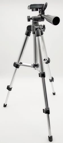 Trépied en aluminium avec niveau à bulle, hauteur maximale 27-47 cm, pour appareils laser et nivelleurs, photo et appareil photo, filetage standard 1/4 20 vitesses UNC ; sac inclus