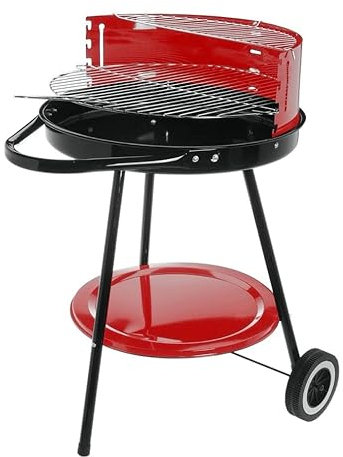Maury's Barbecue Tondo con Griglia Cromata Rimovibile, Praticità e Gusto per i Tuoi Momenti all'Aperto E Grigliate Perfette (TONDO ROSSO 55X72X55 cm 1 RUOTA)