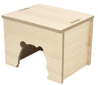Dualoai Hamsterhaus Aus Holz, Kleintierzimmer für Mäuse Und Ratten, 12cmx10cmx9cm