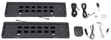 2er Kennzeichenhalter Rahmenlos Universal Nummernschildhalter, Flip Drehung Kenzeichenhalterungen Schwarz Autokennzeichenhalter Für Autos Kfz PKW Kennzeichenhalterung mit Fernsteuerung, 52 x 11cm
