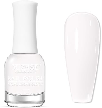 MIZHSE Milchig Weiss Nagellack Schnelltrocknend Oil Based Nail Polish Gel Ohne UV Lampe Langanhaltend Formel die Schnell Trocknet, 1 x 15 ml