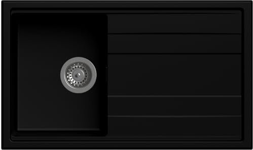 Focus lavello cucina Orlando nero lava 1 vasca con gocciolatoio 86 x 51 cm Made in Italy