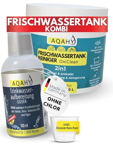 AQAHY Trinkwasseraufbereitung Silber + Wassertank Reiniger | Effektive Konservierung | Silberionen für sicheres Wasser | Wohnwagen, Camping, Outdoor