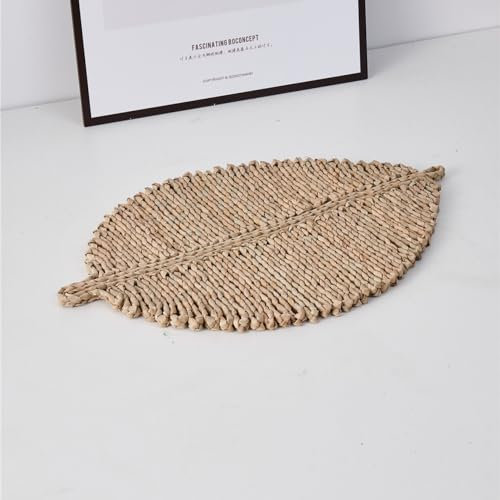 FJISD 50 * 33cm leaf placemat sea grass, Woven Place Mat Heat Resistant Table Mats - Rustic Seagrass Placemats for Dining Table