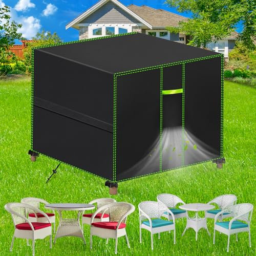 FORTRY Abdeckung Gartenmöbel Wasserdicht, Winterfest Schutzhülle Gartenmöbel, 420D Oxford Plane für Gartentisch Möbelsets Terrassenmöbel, Rechteckig Tischabdeckung Gartenmöbel 80 x80 x80cm
