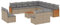 QJBSAVVA Lounge Tisch Outdoor Balkon Möbel Set Gartenlounge Outdoor Gartenset Tisch Und Stühle - 14-TLG. Garten-Sofagarnitur mit Kissen Beige Poly Rattan für Terrasse Balkon Party Garten