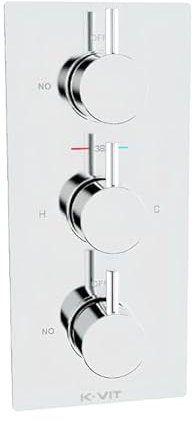 Triple Concealed Thermostatic Shower Valve Round Handle (2 Way) Chrome