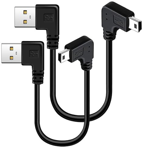 MISYNLON 90Degree Mini USB Cable Short, Right Angle USB 2.0 A Male to 5Pin USB Mini-B Adapter Data Sync Charging Cord, for GPS Car Dash Cam,Camcorders,Cameras,Smartphones-0.3M(2Pack)