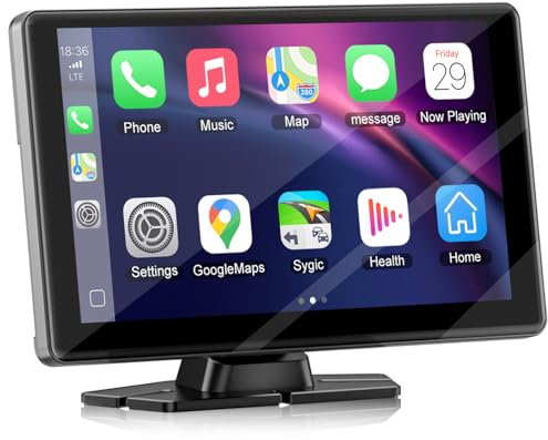 9 Inch Wireless Car Play Screen for Apple Carplay & Android Auto, Car Tablet Pro Max with Mirror Link,Protable Car Touch Screen with GPS Navigation,Voice Control,Bluetooth,AUX for Most Vehicles