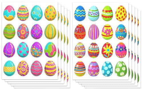 Ostereier Aufkleber für Kinder 8 Blätter/96pcs Eieraufkleber Dekorative Papier Osteraufkleber, Osterdekorationen