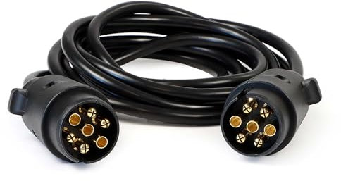 Wiltec 7-poliges Verlängerungskabel 3 m, Anhängerkabel PVC, Robustes Elektrokabel mit 2 Steckern, 7-adriges Kabel für Anhänger und Wohnwagen