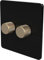 Flat Trailing Edge 2 Way LED Dimmer Switch Rotary Push On/Off for Dimmable LED and Halogen Lights - Black/Brass 2-Gang