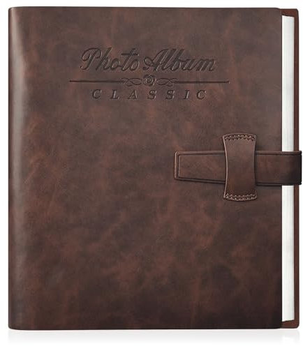 Miaikoe Fotoalbum 6x4 200 Fotos, Leder Cover Album mit 30PCS Kraftpapier Scrapbook hält 200 10x15cm horizontale Fotos für Familie Hochzeit Baby Graduation Classic