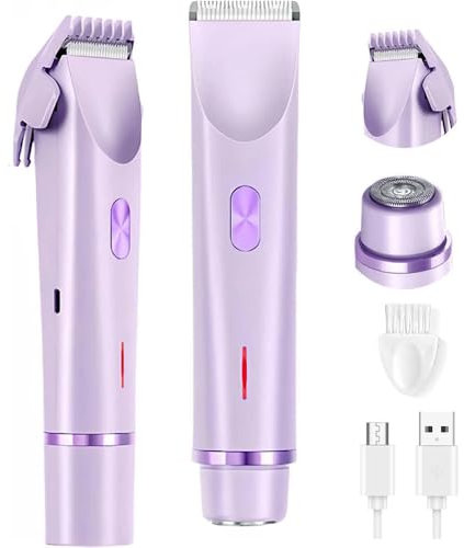 Rasoir électrique 2 en 1, rasoir à double tête, rasoir électrique pour la zone intime de la femme, rasoir électrique étanche violet pour les parties intimes de la femme