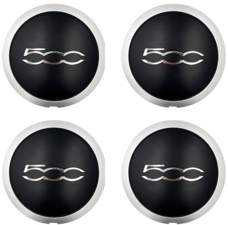 EIHI 4 Coprimozzi Per F-I-A-T 500, 500C, 500L E 500X (Anni 07-23), Coprimozzo Fiat 500, Copricerchi Fiat 500, Fiat 500 Accessori, Coprimozzi Per Fiat 500 (Nero, B)