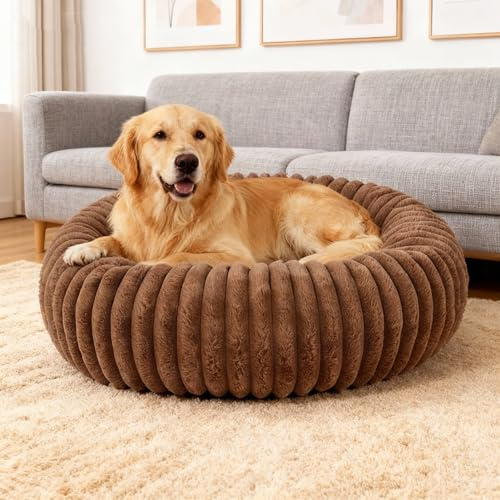 SHJOEE Flauschig Haustierbett Waschbar Hundebett Katzenbett Rund Donut Hundekorb Indoor Katzenkissen Katzenkorb Plüsch Welpenbett Schlafplatz für Katzen Kleine Mittelgroße Hunde