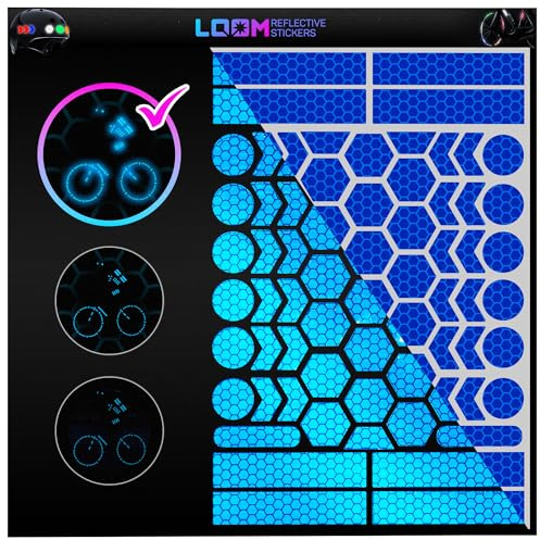 LOOM Fahrrad Reflektoren Aufkleber Set | 67 stk Brilliant Blau | German Oralite Qualität | Reflektoren fahrrad | Wasserdicht | Für Helm, Auto, Anhänger, Reflektoren schulranzen kinder
