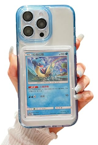 Card/Photo Display Phone Case for iPhone 14 | TCG/Picture Display Top Loaders & Sleeves | Compatible Pokemon Cards, Sports, One Piece, Magic (Icy Blue, iPhone 14)