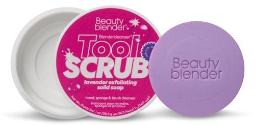 Beautyblender Blendercleanser Tool Scrub Solid Cleanser – Lavender Scented Makeup Sponge & Brush Cleansing Bar – Hand, Sponge, and Brush Cleanser, Removes Makeup & Buildup, Travel-Friendly, 1 oz