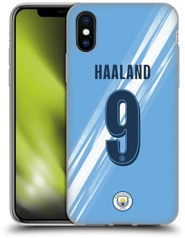 Head Case Designs Offizielle Manchester City Man City FC Erling Haaland 2025/26 Spieler Home Kit Gelhülle [Militärischer Grad] Kompatibel Mit Apple iPhone X/iPhone XS Und Kompatibel Mit MagSafe