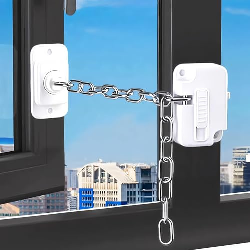 Fenstersicherung Kinder, 2 Stück Fenstersicherung Kette, Kühlschrank Schloss, Kindersicherung Fenster, Fensterschlösser Türkette Ohne Bohren - Child Pet Safety Cabinet Lock for Childproof